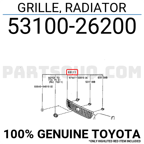 Ca lăng Hiace (Mặt galant Hiace) Mã phụ tùng 5310026200