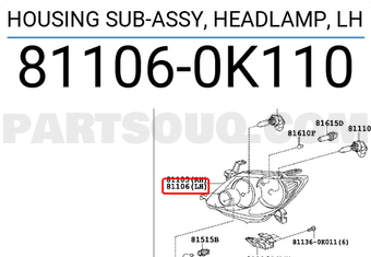 Đèn pha Fortuner (Nhập khẩu) (Đèn lái trước Fortune) Mã phụ tùng 811060K110-811050K110