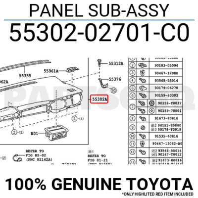 Táp lô Altis 2014 Mã phụ tùng 5530202701C0-5530202700C0