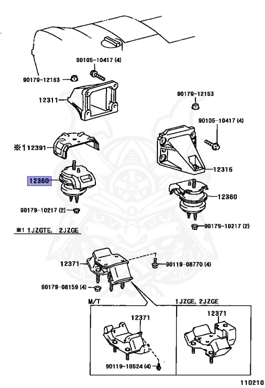 Cao su chân máy Crown 3.0 JZS155 Mã phụ tùng 1236046122