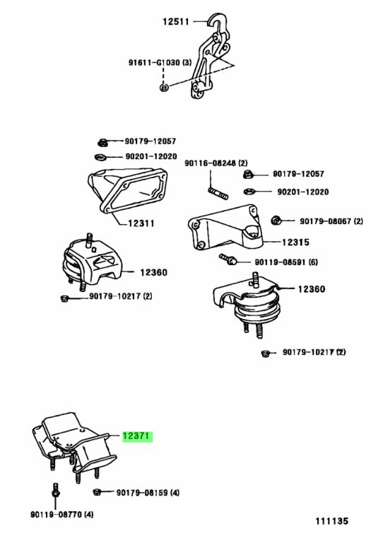 Cao su chân hộp số Crown 3.0 JZS155 AT Mã phụ tùng 1237146140