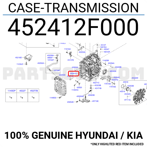 Vỏ hộp số Elantra 2016 AT Mã phụ tùng 452412F000