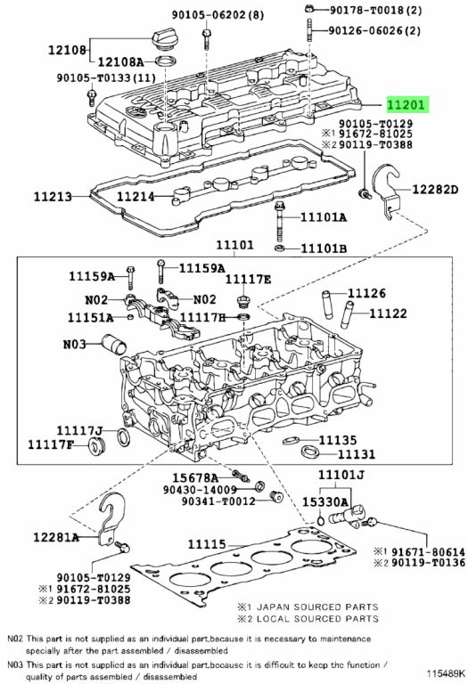Nắp đậy giàn cam Fortuner 2TR (Nắp giàn cò Fortuner) Mã phụ tùng 112010C011