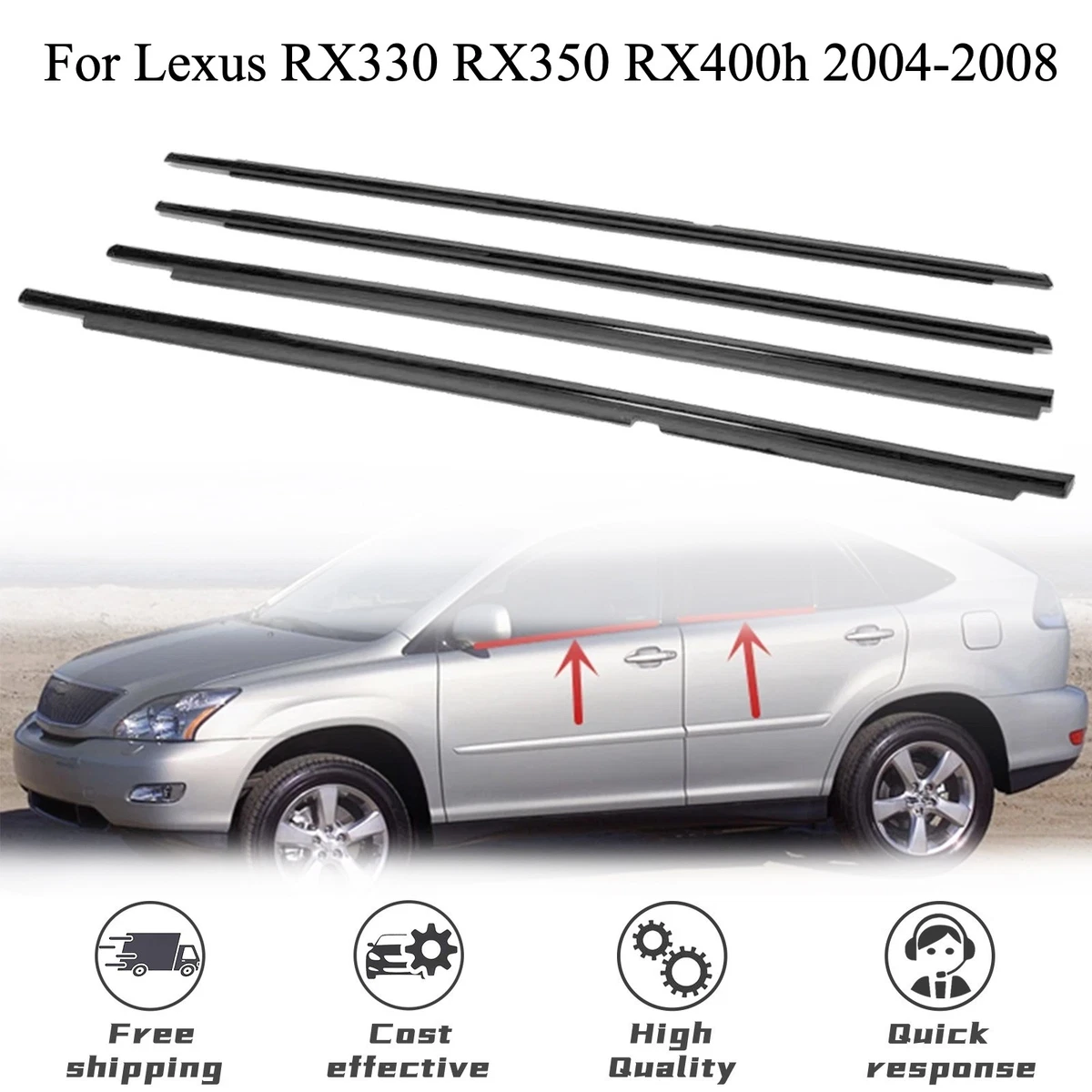 Nẹp chân kính cánh cửa ngoài Lexus RX350 2007 (Nẹp chân kính cánh cửa RX350) Mã phụ tùng 7573048031