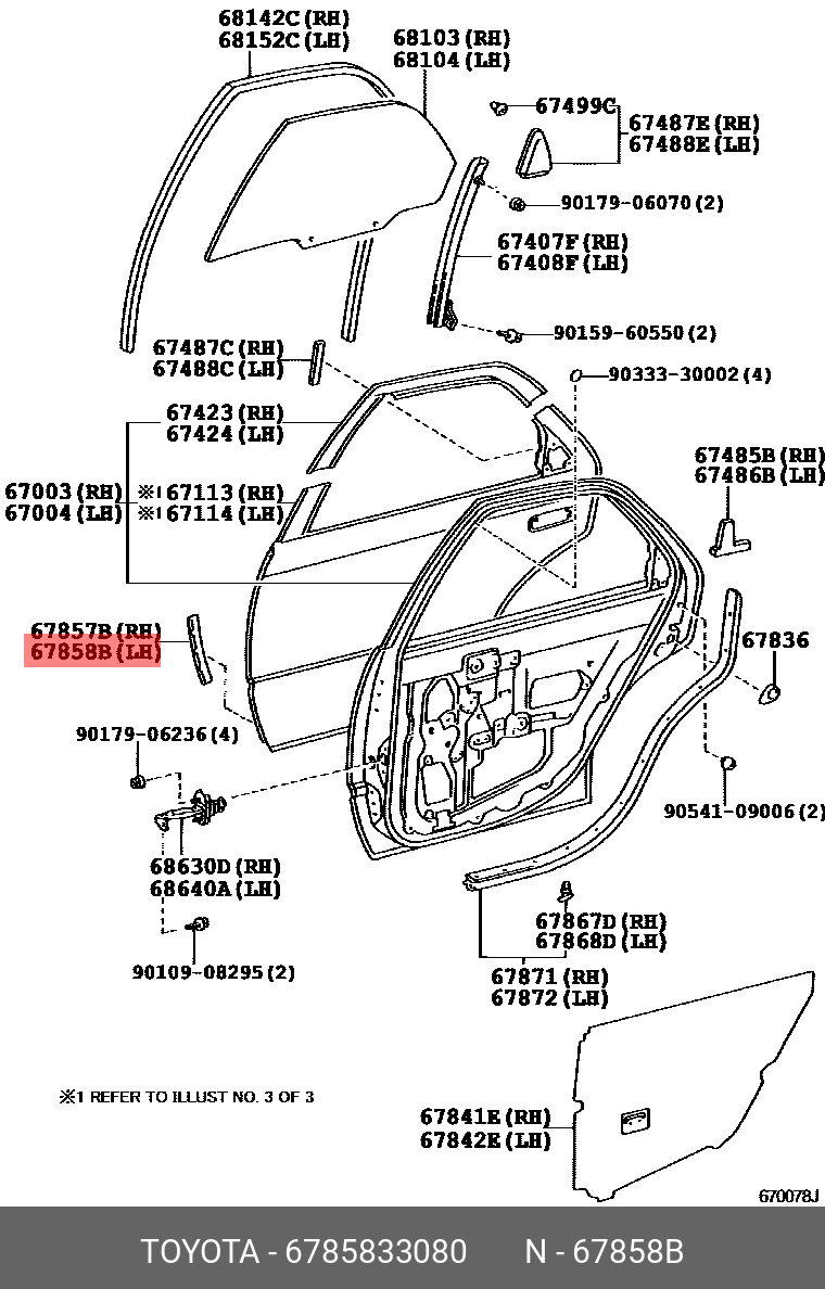 Gioăng cánh cửa trước Camry 2007-2010 USA (Ron cánh cửa trước Camry) Mã phụ tùng 6786133060-6786133080-6786106040