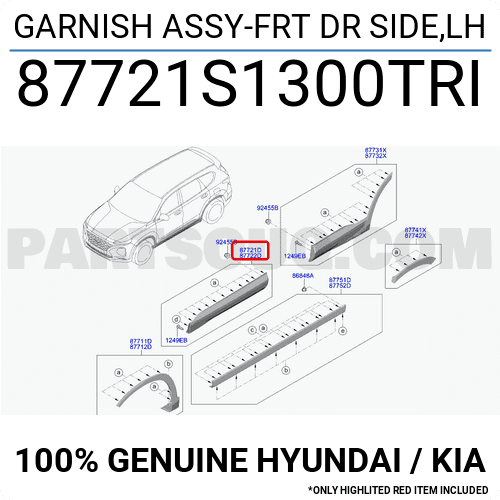 Nẹp cánh cửa Santafe 2019 Mã phụ tùng 87731S1300TRI-87721S1300TRI