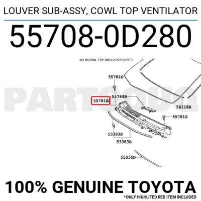 Ốp nhựa chân kính chắn gió Vios 2014-2016 (Ốp chân kính chắn gió Vios) Mã phụ tùng 557080D280