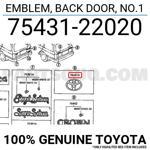 Biểu tượng nắp cốp sau Crown 3.0 JZS133 Mã phụ tùng 7543122020
