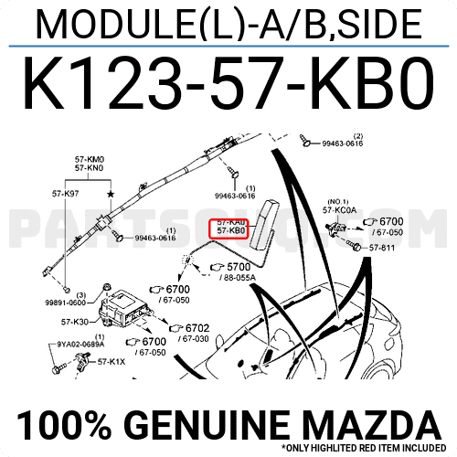 Túi khí trần xe CX5 2019 Mã phụ tùng K12357KM0B
