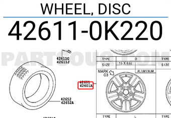 La zăng đúc Fortuner R16 6 cánh (Mâm đúc Fortuner) Mã phụ tùng 426110K280-426110K282