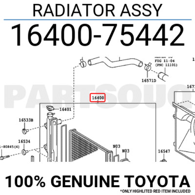 Két nước Prado 2004-2008 3RZ 2TRFE (Két làm mát Prado) Mã phụ tùng 1640075440-1640075441-1640075443-1640075442