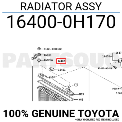 Két nước Camry 2013 2.5 2.0 (Két làm mát Camry) Mã phụ tùng 164000V170