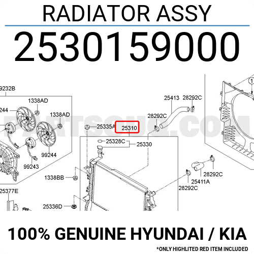 Két nước Hyundai Solati (Két làm mát Solati) Mã phụ tùng 2530159000