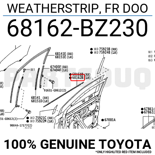 Nẹp chân kính cánh cửa ngoài Wigo Mã phụ tùng 68162BZ100
