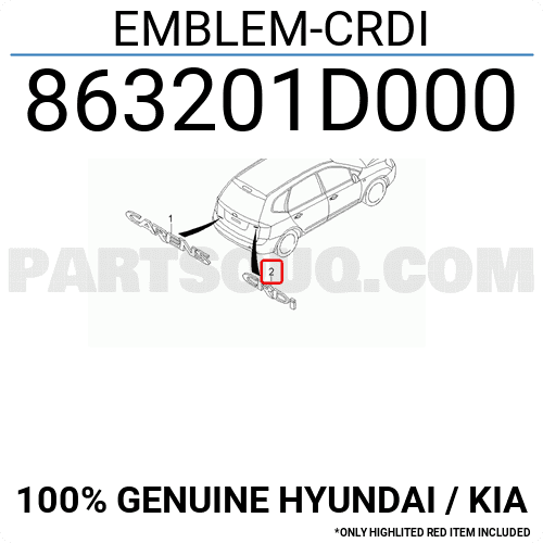 Chữ CRDI Santafe Mã phụ tùng 863201D000