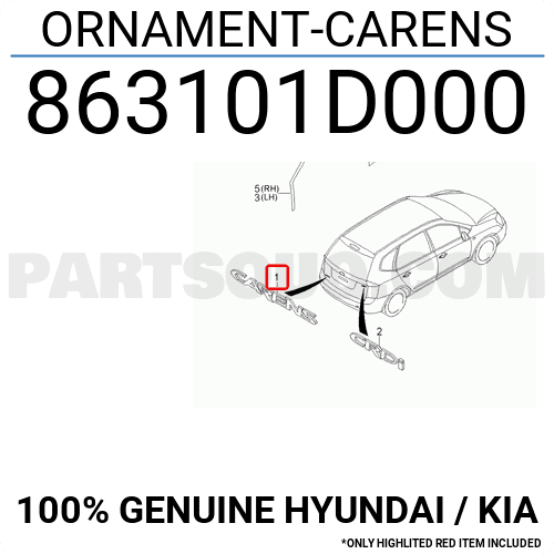 Chữ Carens Mã phụ tùng 863101D000