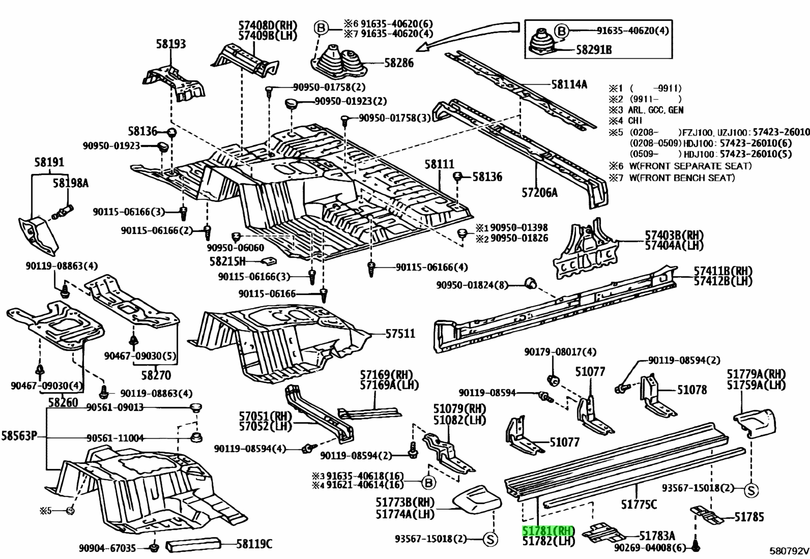 Bậc lên xuống Land Cruiser FZJ100 Mã phụ tùng 5178160161-5178260161