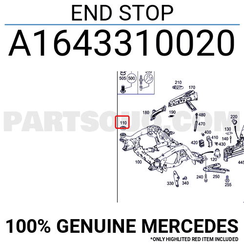 Cao su đệm Mercedes GL550 Mã phụ tùng A1643310020