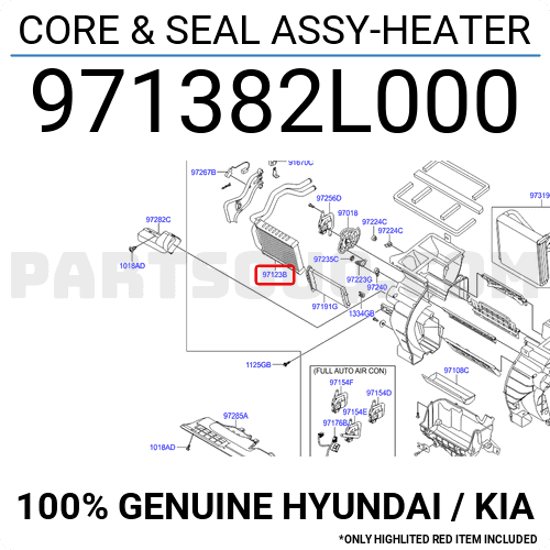 Giàn sưởi nóng trong xe Hyundai I30 Mã phụ tùng 971382L000