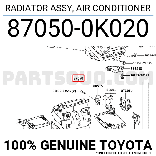 Hộp giàn lạnh sưởi Innova Mã phụ tùng 870500K020