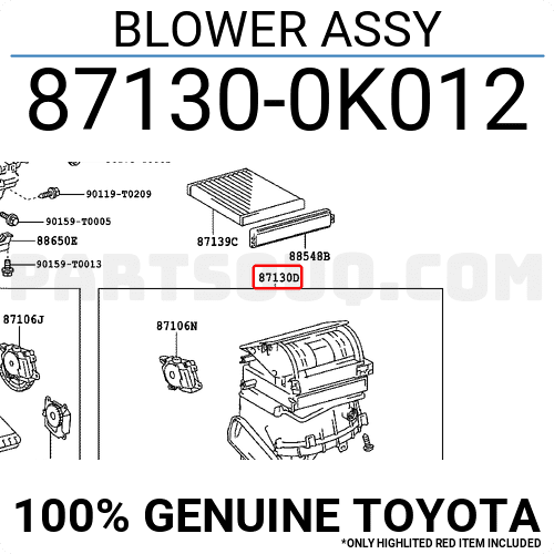 Hộp quạt giàn lạnh Innova Mã phụ tùng 871300k012