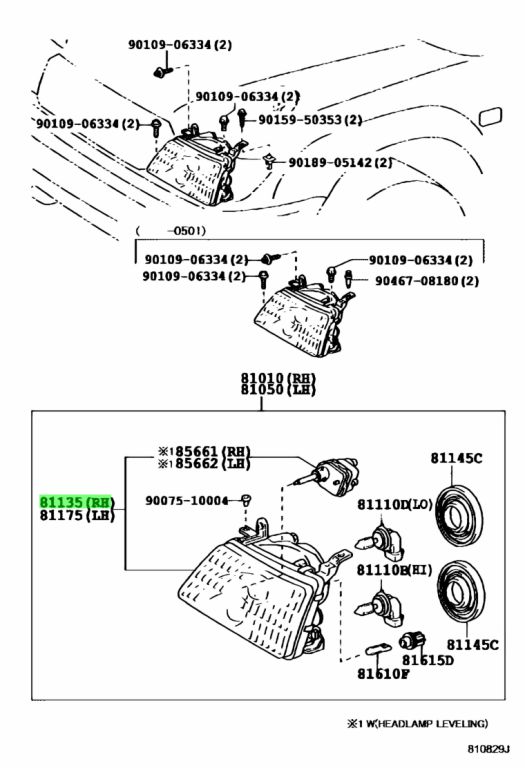 Đèn pha Land Cruiser 2005-2007 FZJ100 (Đèn lái trước Land FZJ100) Mã phụ tùng 8117060A82-8113060A92