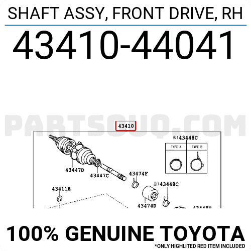 Cây láp Altis 2.0 2011 (Láp cả cây Altis) Mã phụ tùng 4341044041