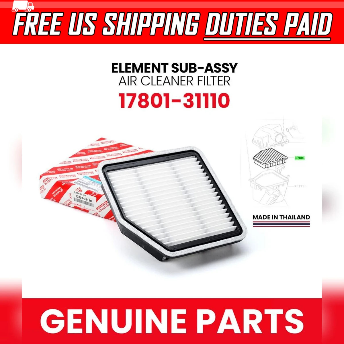 Lọc gió động cơ GS350 Mã phụ tùng 1780131110