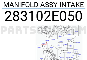 Cổ hút Hyundai Elantra 2011 Mã phụ tùng 283102E050