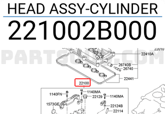 Mặt máy quy lát I30 (Mặt máy I30) Mã phụ tùng 221002B000