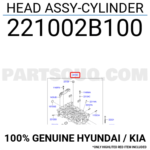 Mặt máy quy lát I30 (Mặt máy I30) Mã phụ tùng 221002B000