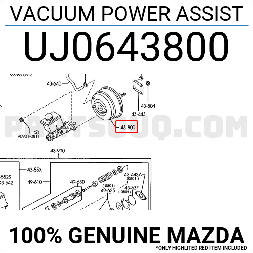 Bầu trợ lực phanh Ford Ranger (Bầu servo Ranger) Mã phụ tùng UJ0643800A