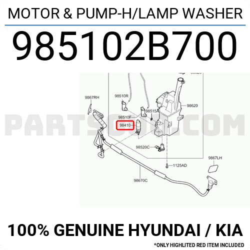 Mô tơ bơm nước rửa đèn pha Santafe 2010 Mã phụ tùng 985102B700