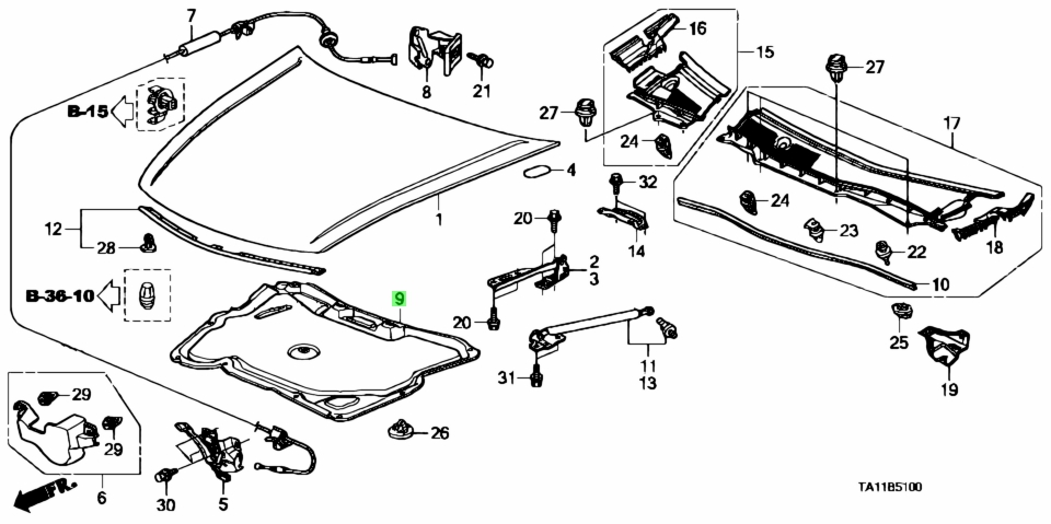 Chắn Nóng Động Cơ Honda Accord Mã phụ tùng 74141TA0A00