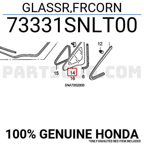 Kính Tam Giác Trước - R (Màu Xanh) Honda Civic Mã phụ tùng 73331SNLT00