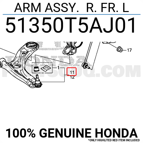 Càng A Phải Honda City Mã phụ tùng 51350T5AJ01