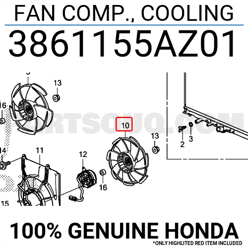 Cánh Quạt Gió Động Cơ Honda City Mã phụ tùng 3861155AZ01