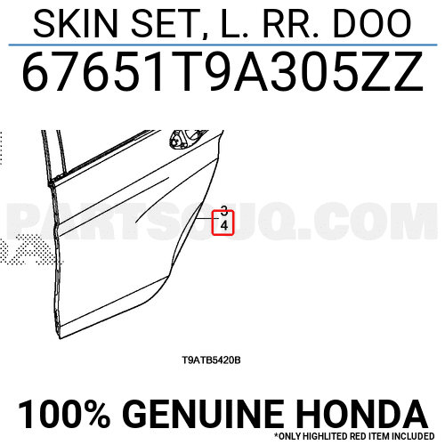 Cánh Cửa Sau Trái Honda City Mã phụ tùng 67651T9A305ZZ