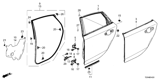 Cánh Cửa Sau Trái Honda City Mã phụ tùng 67651T9A305ZZ