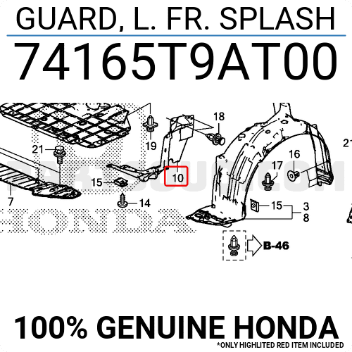 Chắn Bùn Gầm Máy Trái Honda City Mã phụ tùng 74165T9AT00