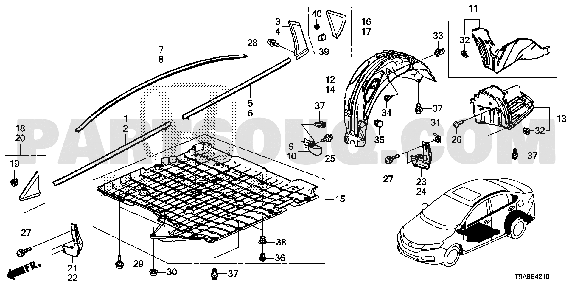 Ốp Chân Kính Chắn Gió Honda City Mã phụ tùng 74218T9AY00