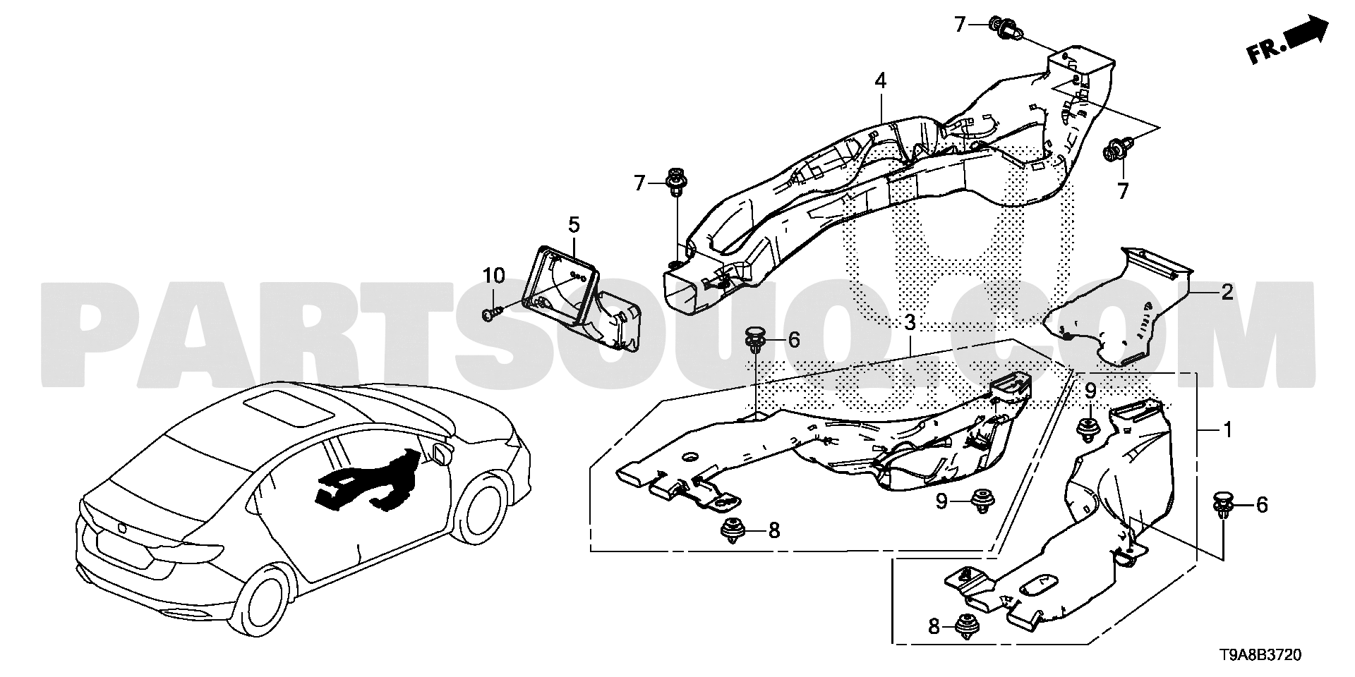 Ốp Chân Kính Chắn Gió Honda City Mã phụ tùng 74218T9AY00