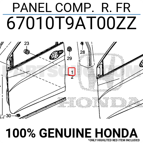 Cánh Cửa Trước Phải Honda City Mã phụ tùng 67010T9AT00ZZ