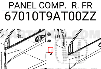 Cánh Cửa Trước Phải Honda City Mã phụ tùng 67010T9AT00ZZ