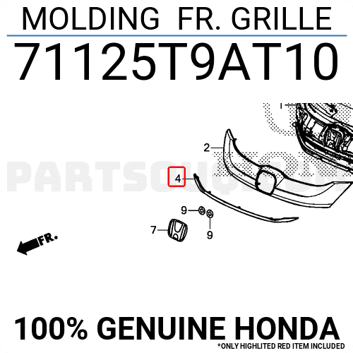Nẹp Mạ Ca Lăng - Nhỏ Honda City Mã phụ tùng 71125T9AT10