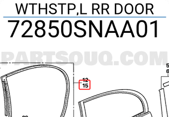 Gioăng Cánh Cửa Sau Trái Honda Civic Mã phụ tùng 72850SNAA01