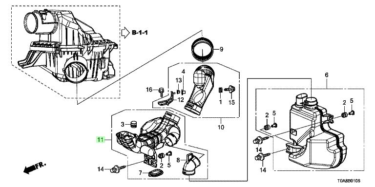 Cổ Hút Gió Dưới Honda Cr-V Mã phụ tùng 17253R5AA00