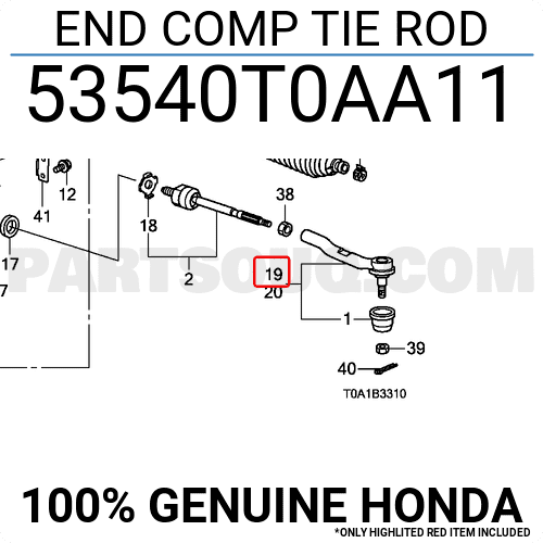 Ro Tuyn Lái Ngoài Phải Honda Cr-V Mã phụ tùng 53540T0AA11