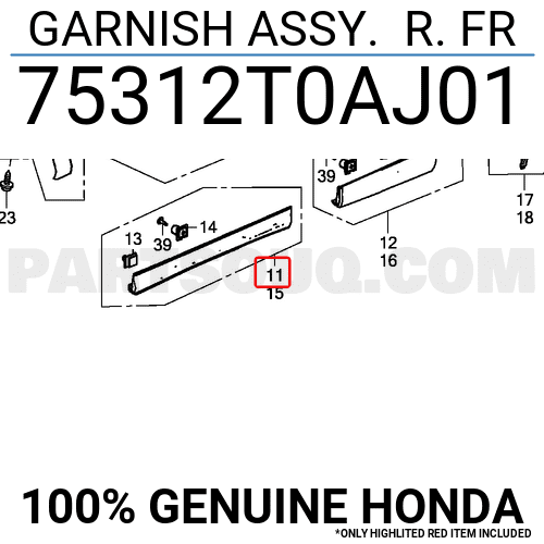 Ốp Cánh Cửa Trước Phải Honda Cr-V Mã phụ tùng 75312T0AJ01