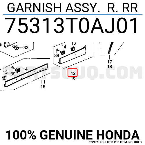 Ốp Cánh Cửa Sau Phải Honda Cr-V Mã phụ tùng 75313T0AJ01